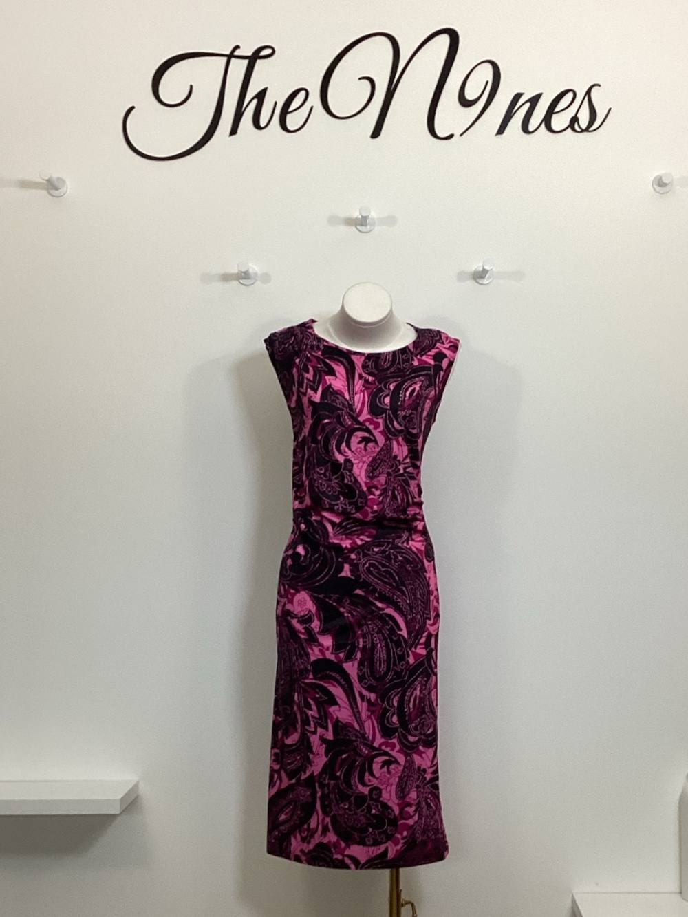 Kate & Mallory Pink, Purple and Black Sheath Dress w/ Side Ruching XL EUC